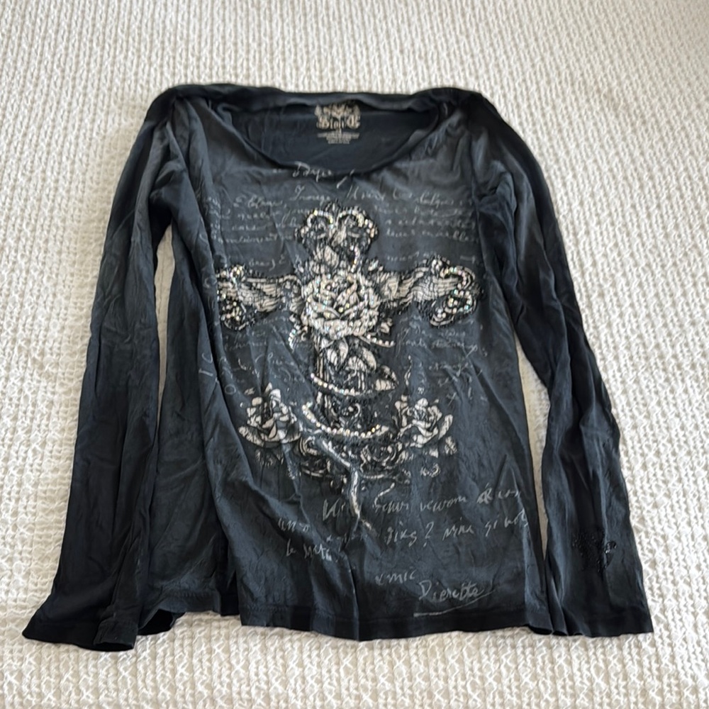 Velvet Black Graphic Long Sleeve Tee